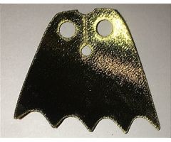 Minifigure, Body Wear Cape Cloth, Scalloped 5 Points (Batman) - Traditional Starched Fabric, Metallic Gold and Black Sides