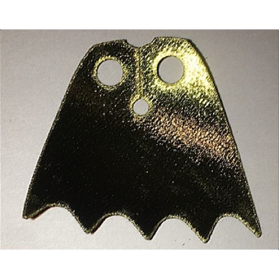 Minifigure, Body Wear Cape Cloth, Scalloped 5 Points (Batman) - Traditional Starched Fabric, Metallic Gold and Black Sides
