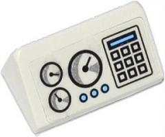 Slope 30 1 x 2 x 2/3 with 3 Gauges, Keypad and 3 Medium Blue Buttons Pattern (Sticker) - Set 60036