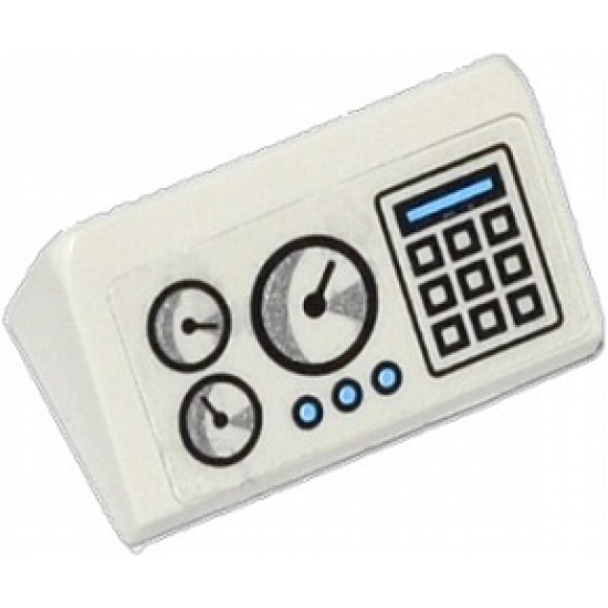 Slope 30 1 x 2 x 2/3 with 3 Gauges, Keypad and 3 Medium Blue Buttons Pattern (Sticker) - Set 60036