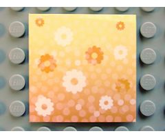 Clikits Paper, Insert 4 x 4 for Frame clikits011 with Orange and White Flowers on Bright Light Yellow to Orange Gradient Background Pattern