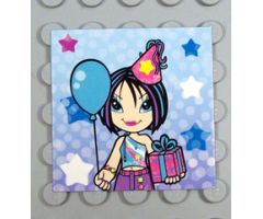 Clikits Paper, Insert 4 x 4 for Frame clikits011, 'Star' holding a Present / Gift and Balloon