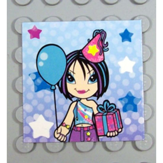Clikits Paper, Insert 4 x 4 for Frame clikits011, 'Star' holding a Present / Gift and Balloon