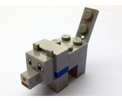 Minecraft Wolf, Black and White Eyes - Brick Built