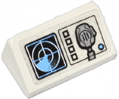 Slope 30 1 x 2 x 2/3 with Radar Screen, 4 Square Buttons, Medium Blue Circle and Radio Pattern (Sticker) - Set 60036