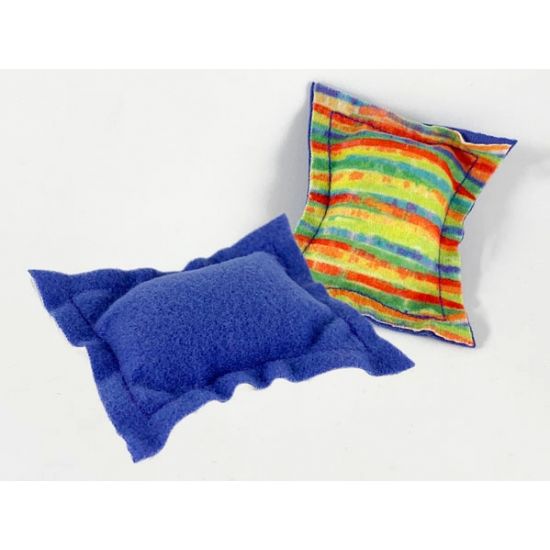 Scala Cloth Pillow Small with Violet and Multicolor Stripe Sides Pattern