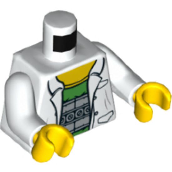 Torso Lab Coat with Pockets over Bright Green Shirt Pattern (Doc Ock) / White Arms / Yellow Hands