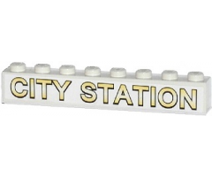 Brick 1 x 8 with 'CITY STATION' Pattern (Sticker) - Set 60050