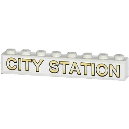 Brick 1 x 8 with 'CITY STATION' Pattern (Sticker) - Set 60050