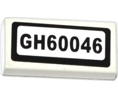 Tile 1 x 2 with 'GH60046' Pattern (Sticker) - Set 60046