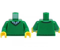 Torso Sweater V-Neck over Button Down Blue Shirt Collar with 1 Button Pattern / Green Arms / Yellow Hands