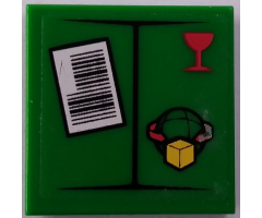 Tile 2 x 2 with White Shipping Label, Red Cup, Globe with Arrows and Parcel Pattern (Sticker) - Set 60022