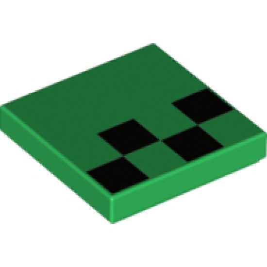 Tile 2 x 2 with Pixelated Black Pattern (Minecraft Creeper Foot)