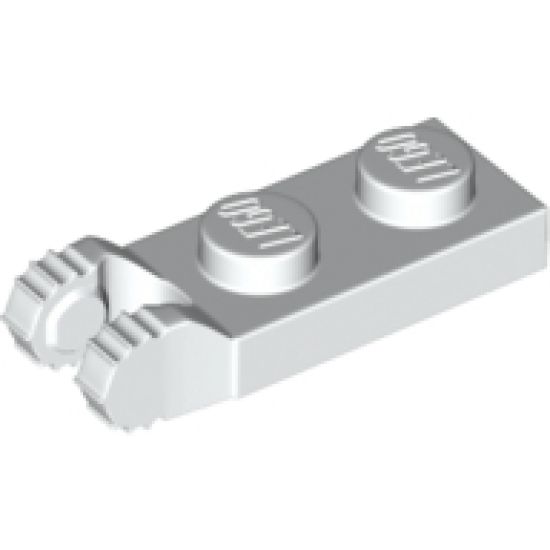 Hinge Plate 1 x 2 Locking with 2 Fingers on End and 7 Teeth without Bottom Groove