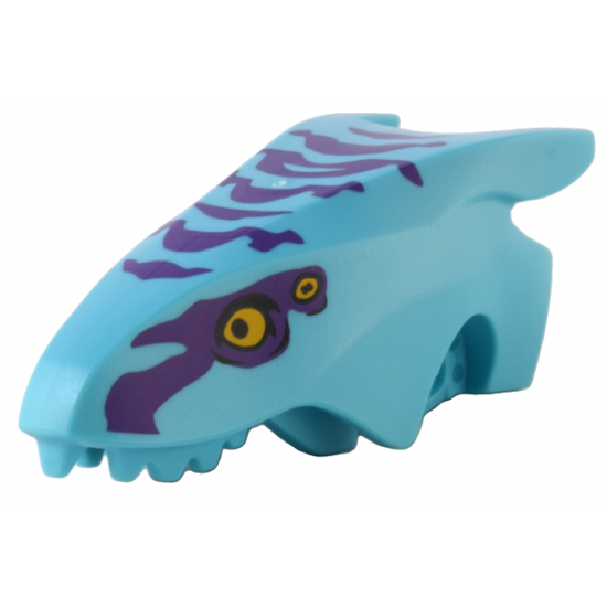 Dragon Head (Avatar Ikran) Jaw Upper with Dark Purple Stripes and Bright Light Orange Eyes Pattern