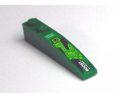 Slope, Curved 6 x 1 with 'ANTI-GAS SYSTEM' and 'BOOST - VOLATILE' on Green Background Pattern (Sticker) - Set 8114