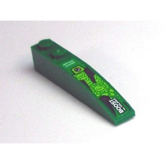 Slope, Curved 6 x 1 with 'ANTI-GAS SYSTEM' and 'BOOST - VOLATILE' on Green Background Pattern (Sticker) - Set 8114