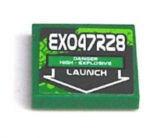 Tile 2 x 2 with 'EXO47R28' and 'LAUNCH' Pattern (Sticker) - Set 8114
