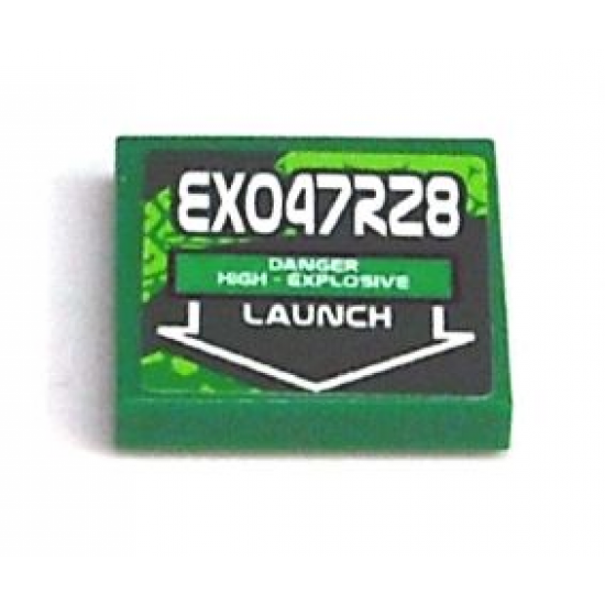 Tile 2 x 2 with 'EXO47R28' and 'LAUNCH' Pattern (Sticker) - Set 8114