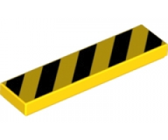 Tile 1 x 4 with Black and Yellow Danger Stripes (Yellow Corners) Pattern