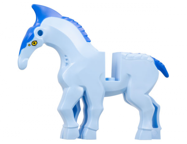 Direhorse Body with Blue Crest, Mane, and Tail, and Yellow Eyes Pattern