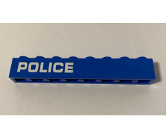 Brick 1 x 8 with White 'POLICE' Pattern Model Right Side (Sticker) - Set 60172