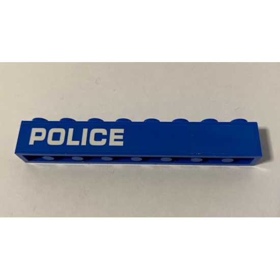 Brick 1 x 8 with White 'POLICE' Pattern Model Right Side (Sticker) - Set 60172