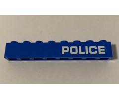 Brick 1 x 8 with White 'POLICE' Pattern Model Left Side (Sticker) - Set 60172