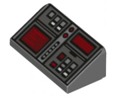 Slope 30 1 x 2 x 2/3 with Red and White Buttons and Two Red Screens Pattern