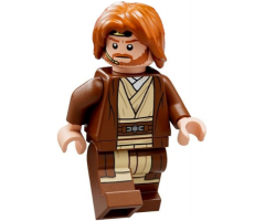 Obi-Wan Kenobi - Reddish Brown Robe, Dark Orange Mid-Length Tousled with Center Part Hair