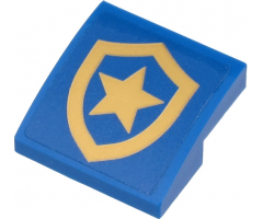 Slope, Curved 2 x 2 with Police Gold Star Badge on Blue Background Pattern (Sticker) - Set 60271