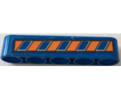 Technic, Liftarm 1 x 5 Thick with Orange and Blue Danger Stripes Pattern (Sticker) - Set 70322