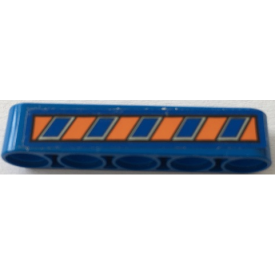 Technic, Liftarm 1 x 5 Thick with Orange and Blue Danger Stripes Pattern (Sticker) - Set 70322