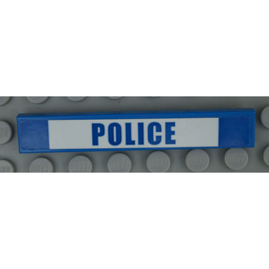 Tile 1 x 6 with Blue 'POLICE' on White Background Pattern (Sticker) - Set 60138