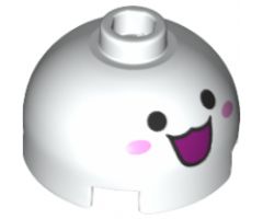 Brick, Round 2 x 2 Dome Top with Open Mouth Smile, Eyes and Pink Cheeks Pattern