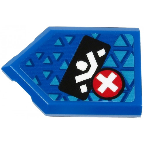 Tile, Modified 2 x 3 Pentagonal with White Ninja Silhouette on Black Rectangle and White Plus Sign on Red Circle Pattern (Sticker) - Set 71711