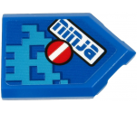 Tile, Modified 2 x 3 Pentagonal with Blue 'ninja' and White Minus Sign on Red Circle Pattern (Sticker) - Set 71711
