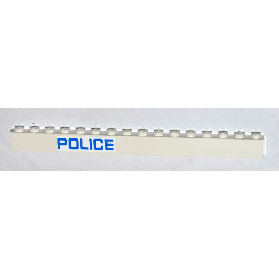 Brick 1 x 16 with Blue 'POLICE' on White Background Pattern on Left (Sticker) - Set 60046