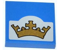 Tile 2 x 2 with Gold Crown on Light Bluish Gray Background Pattern (Sticker) - Set 70404
