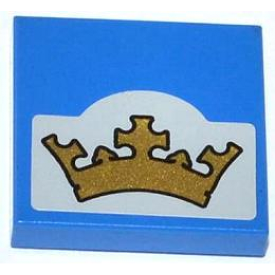Tile 2 x 2 with Gold Crown on Light Bluish Gray Background Pattern (Sticker) - Set 70404