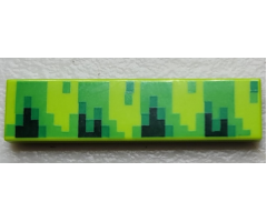 Tile 1 x 4 with Pixelated Bright Green, Dark Green, and Green Pattern (Sonic Grass)