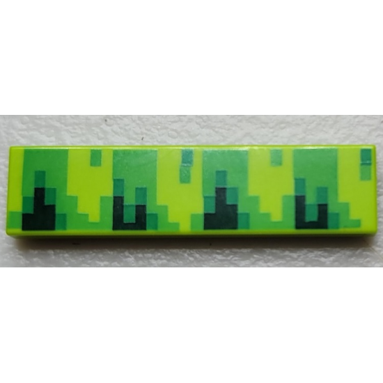 Tile 1 x 4 with Pixelated Bright Green, Dark Green, and Green Pattern (Sonic Grass)