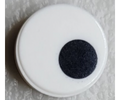 Tile, Round 1 x 1 with Small Black Circle / Eye Pupil Offset Pattern