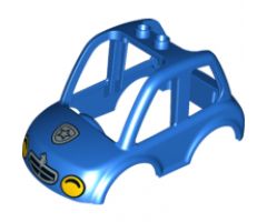 Duplo, Vehicle Car Body High Cab 2 Top Studs with Yellow Headlights and Police Badge Pattern