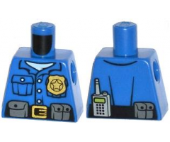 Torso Police Shirt with White Undershirt, Gold Badge and Buckle, Black Belt with Pouches on Front, Radio on Back Pattern