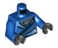 Torso Ninjago Robe with Silver Buckles and Lightning Power Emblem Pattern / Blue Arms / Black Hands