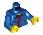 Torso Jacket with Pockets over Dark Red V-Neck Sweater Pattern / Blue Arms / Yellow Hands