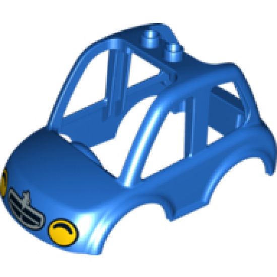 Duplo, Vehicle Car Body High Cab 2 Top Studs with Yellow Headlights and Grille Pattern