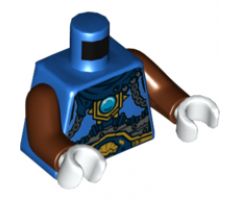 Torso Chima Dark Blue Scarf, Gold Chains, Dark Blue Belt and Blue Round Jewel (Chi) Pattern / Reddish Brown Arms / White Hands