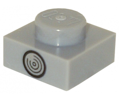 Plate 1 x 1 with Black and Silver Circle (Direction Indicator Light) Pattern